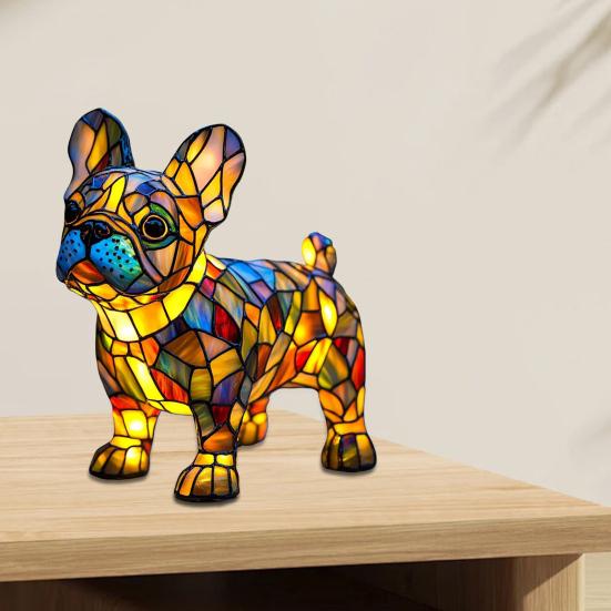 Светодиодный светильник с орнаментом в виде корги, настольная лампа в стиле ретро из смолы для собак, ночник с теплым окружающим светом, акцентное освещение для гостиной