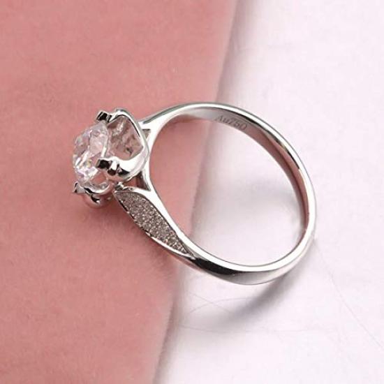 1 Carat NSCD Diamond Ring 4 Prong Sterling Silver Engagement Ring Women Twist Setting 18K White Gold Plated Wedding Band Anniversary Jewelry