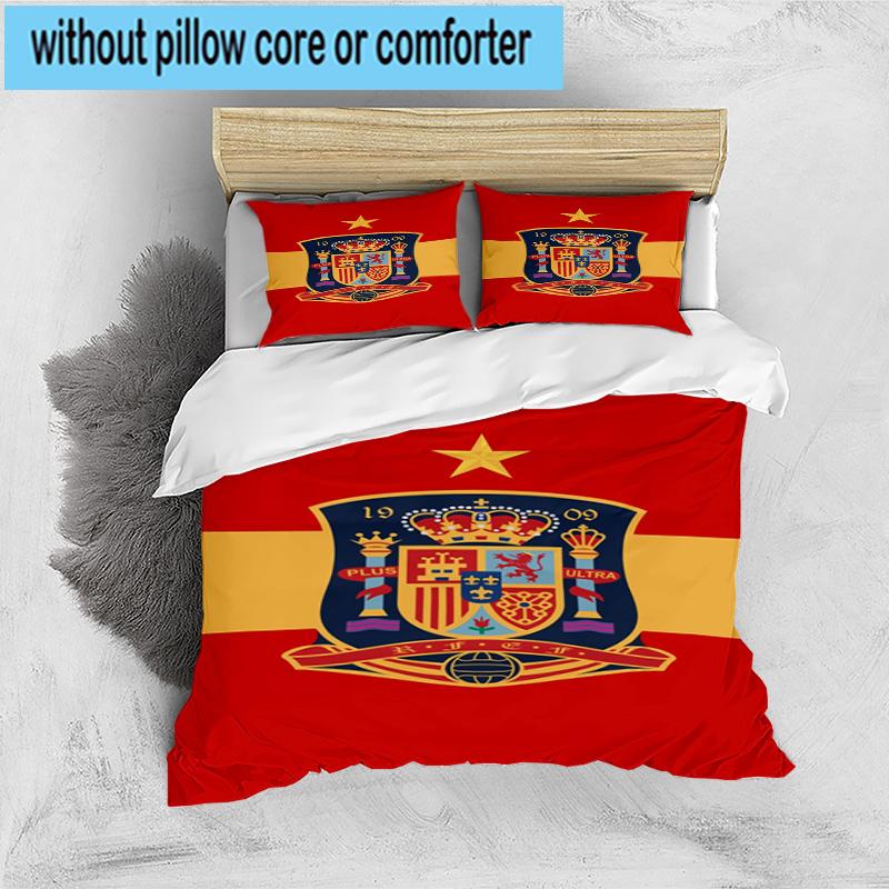 3pcs Spanish National Emblem Printed Bedding Set Duvet Cover Closure Includes 1 Duvet Cover & 2 Pillowcases Bedding Sets Home Decor Gifts