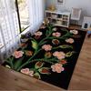 Colorful Floral Carpet with Dot Art Design on Black Background Suitable for use as an anti-slip for living room bedroom sofas