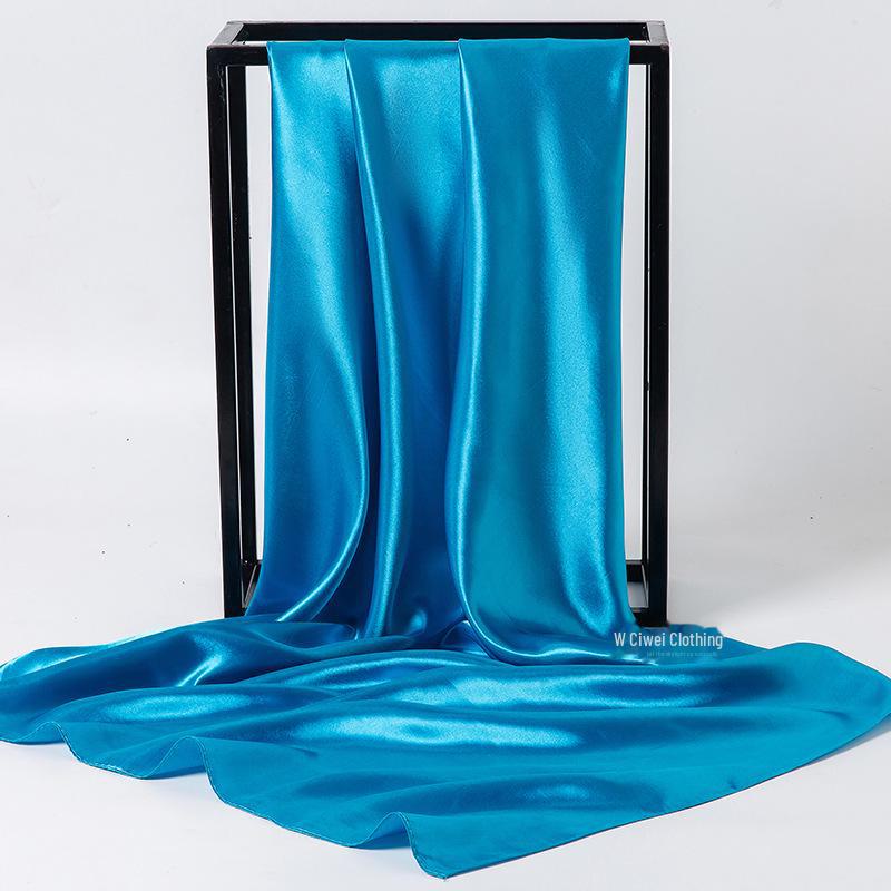 Элегантный квадратный шарф из атласного шелка для женщин - 90x90 см Монохромный аксессуар для весны и осени