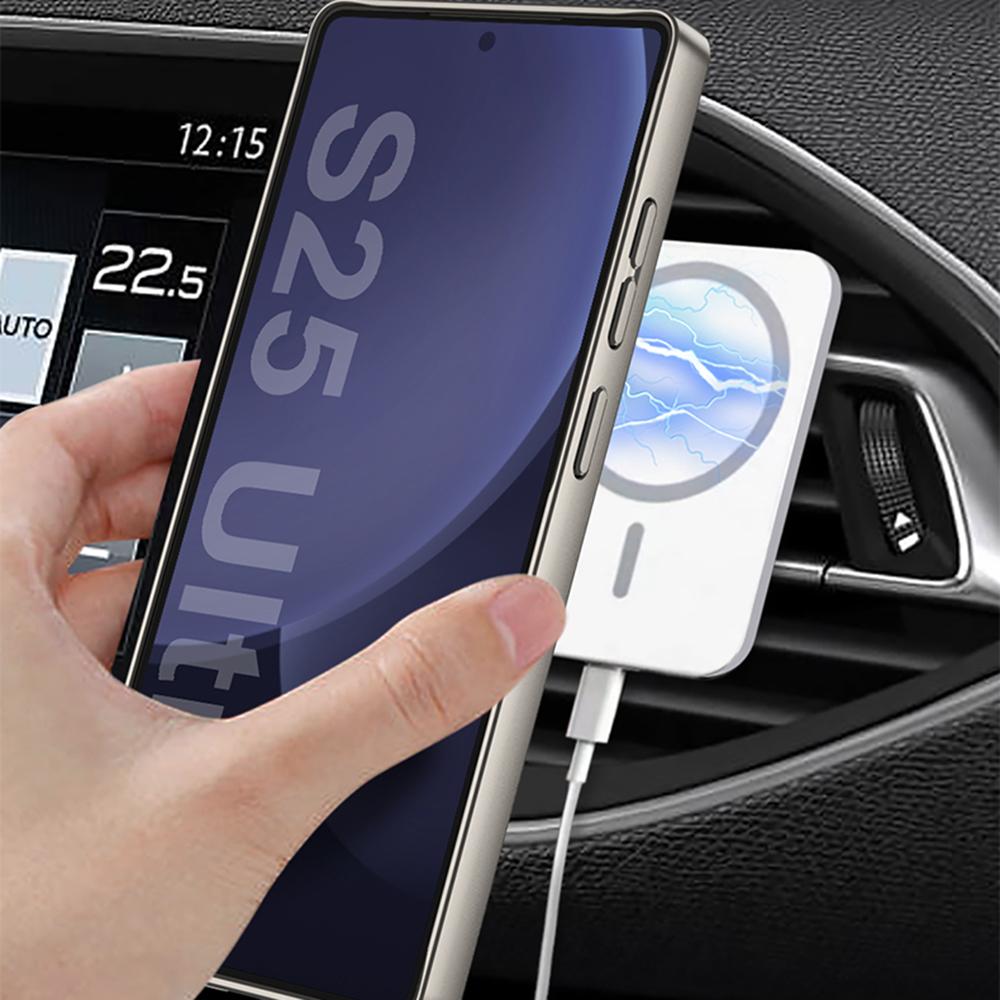 For Samsung Galaxy S25 Ultra Magnetic Case with Kickstand PC+TPU+Cloth Phone Back Cover