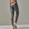 Женские модные леггинсы из искусственной кожи с высокой талией, однотонные облегающие штаны для йоги