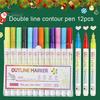8/12/20 Pcs Highlighter Pen Set Nylon Fibre Tip Smooth Ink Fade-resistant Non-smudge Stunning Glitter Pens