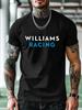 Повседневная футболка с коротким рукавом и ярким графическим принтом "Williams Racing" - Светло-желтая летняя футболка с геометрическим узором