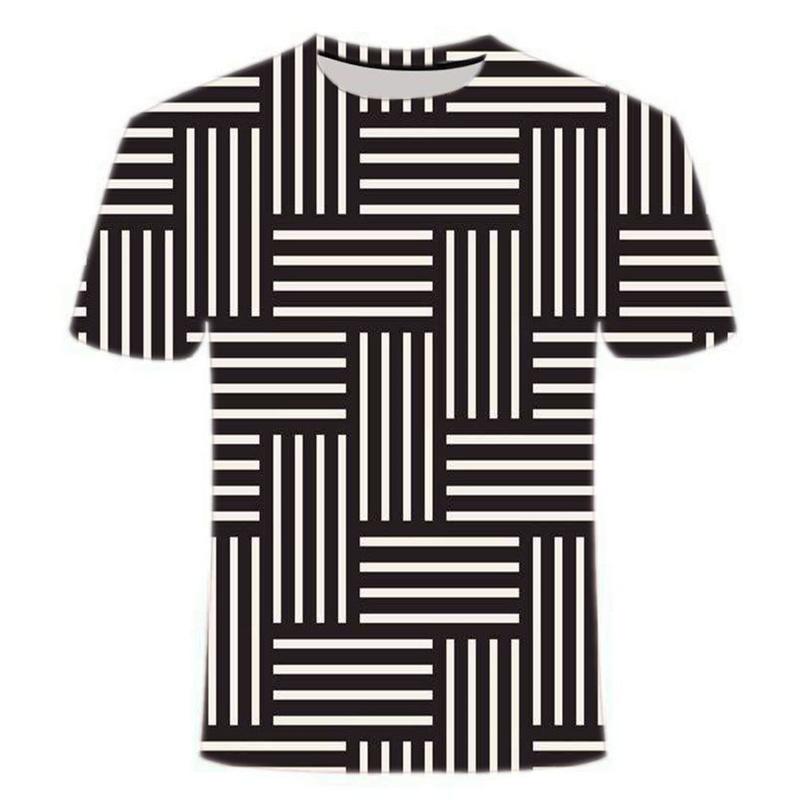 Creative 3D Print Weaving Texture T-shirt Men Summer Casual Street T Shirts Personality Round Neck Short Sleeves Tees Tops