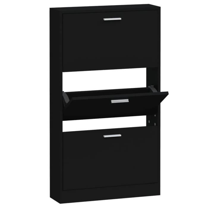 VidaXL Shoe Cabinet Black 59x17x108 Cm Engineered Wood 342528