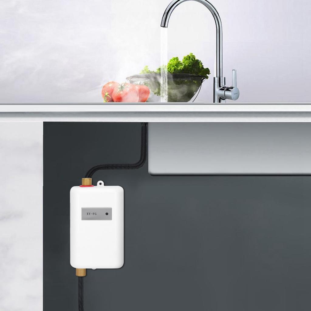 Белый мини-водонагреватель без бака для мгновенного нагрева горячей воды для ванной комнаты, кухни, мойки для горячей и холодной воды двойного назначения(
