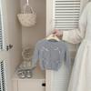 Baby Autumn Premium Gray Sweater New Girls Sweet Princess Style Bow Plush Jacket Knitted Sweater