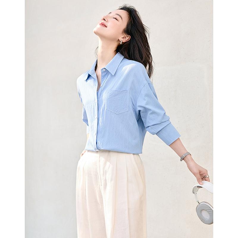 Spring New OL Shirt Stacked Shirt Top Women's Commuter Professional Long Sleeve Shirt