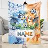 Bluey's Festive Football Fun Customize Your Name Blanket Throw Customizable Blanket Ultra-Soft Suitable for Picnics Chair Bedding Seaside