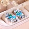 Green Zircon Blue Inlaid Light Crystal Butterfly Earrings For Women Fashion Stud Earrings Wedding Jewelry Birthday Gift