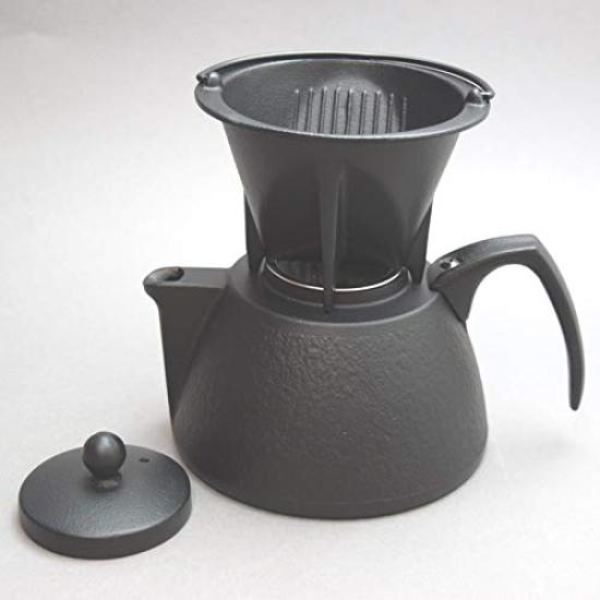 Nanbu Ironware Iwachu Coffee Pot Set with Dripper and Tea Strainer (Black)