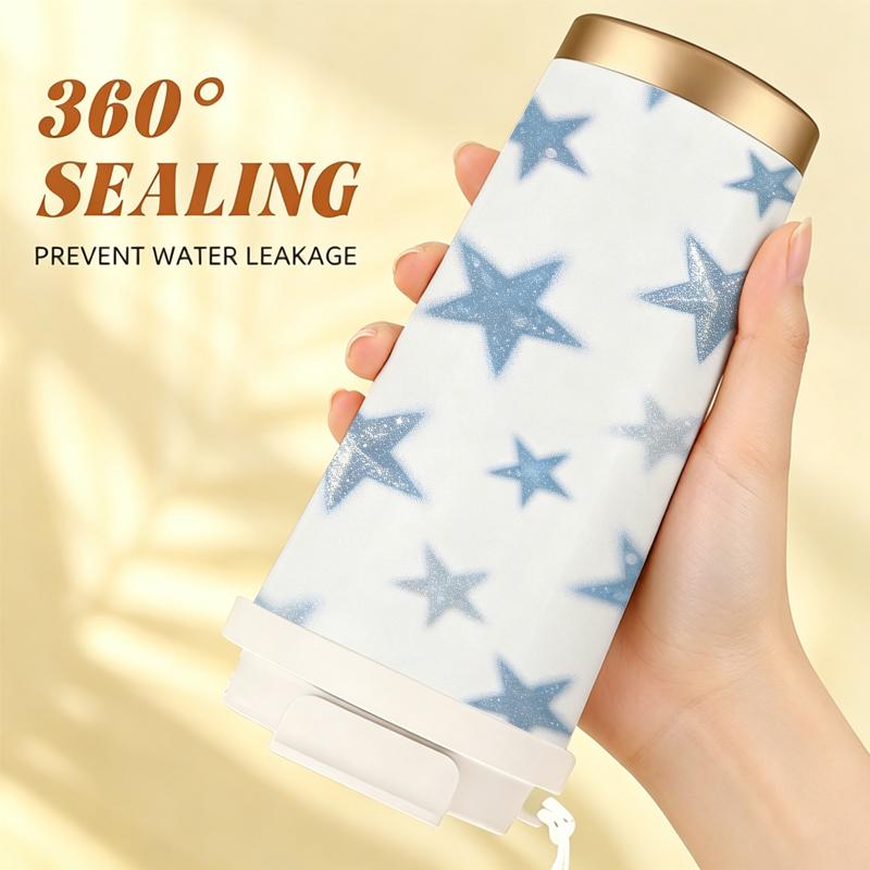 532ml Coffee Mug Glitter Star Motif Commuter Coffee Cup Car Handy Cup Flip Sip Coffee Mug Stainless Steel Coffee Thermos