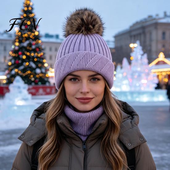Зимние термошапки для девочек, вязаная шапка для женщин, для холодной погоды, с флисовой подкладкой, с помпоном, уютная вязаная, для хвостов, помпон, объемная снежная шапка, мягкая в рубчик, осенняя