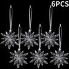 12/1pcs Crystal Snowflake Icicle Christmas Ornaments Xmas Tree Hanging Pendants Holiday New Year Party Transparent Decoration