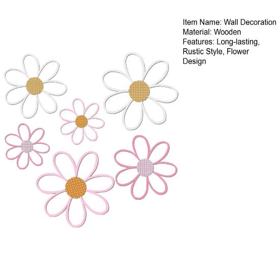 6Pcs/Set Flower Wall Decoration Wooden Flower Cutout Rustic Flower Wall Art Ornament