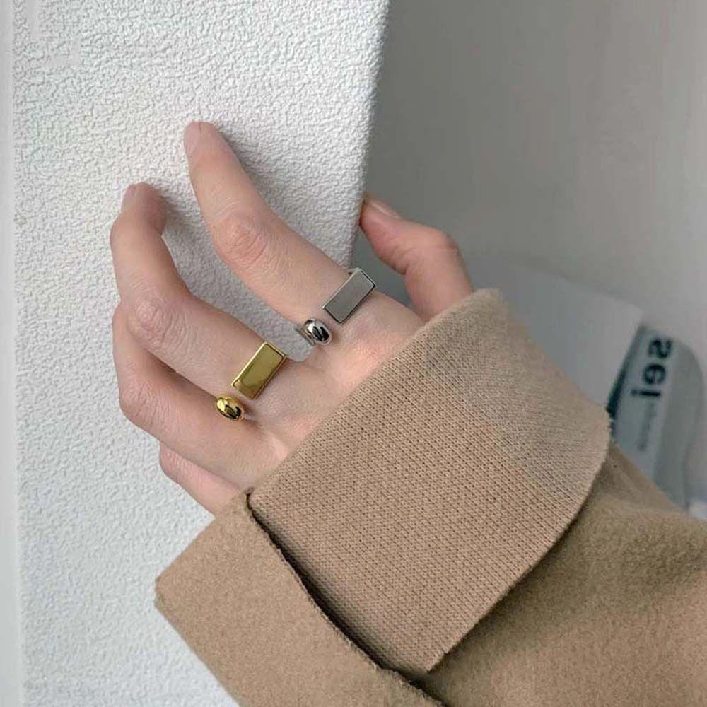 Metal Geometric Opening Square Open Rings Jewelry Accessories Square Zinc Zinc Alloy Ring Square Ring  Girls