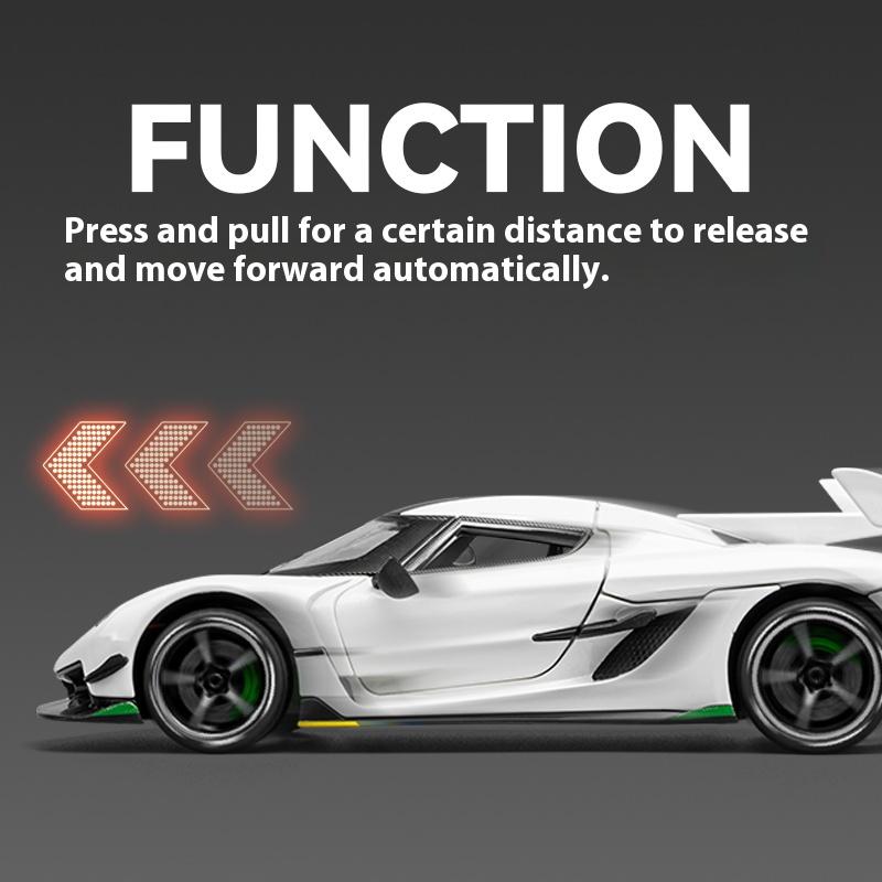 1/24 Koenigsegg Jesko Крутая Спортивная Машина, Модель из Сплава, Дверь-Гильотина, Имитация Звука и Света, Воссозданные Детали, Изысканные Настольные Украшения