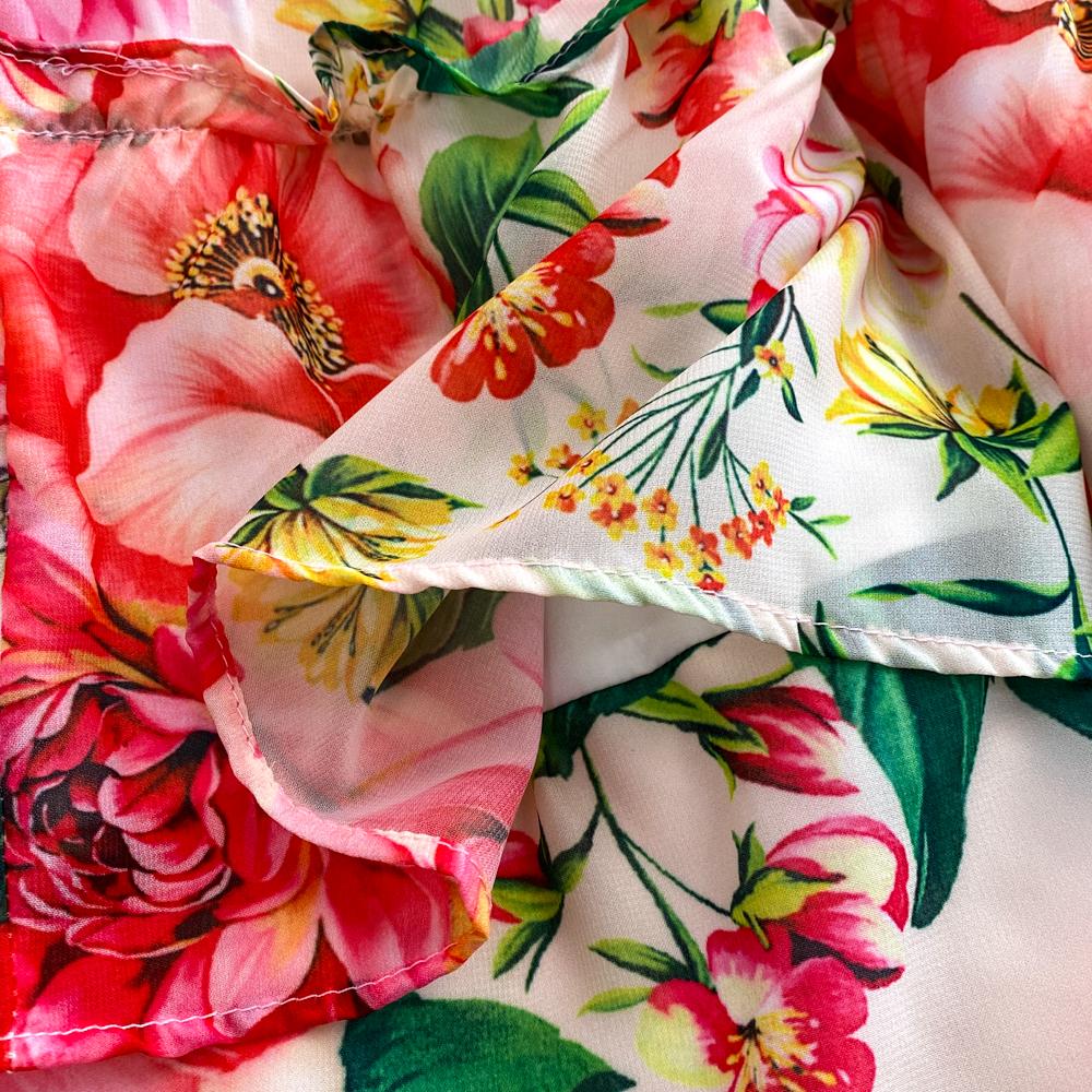 Милое шифоновое платье в стиле отпуска с V-образным вырезом и короткими рукавами, лето 2024, многоуровневые длинные платья с оборками по краям