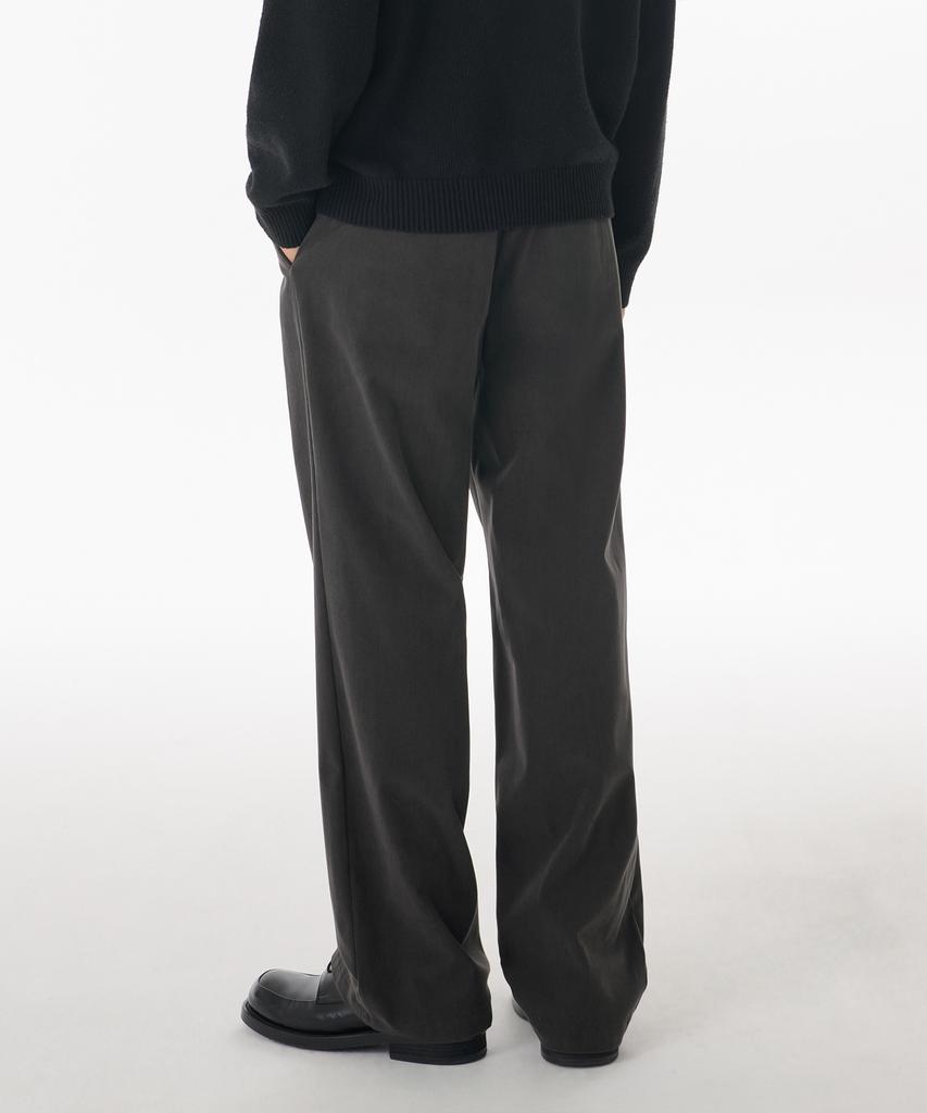 MUSINSA STANDARD 14W Corduroy One-Pleat Wide Elastic Pants [Dark Gray]