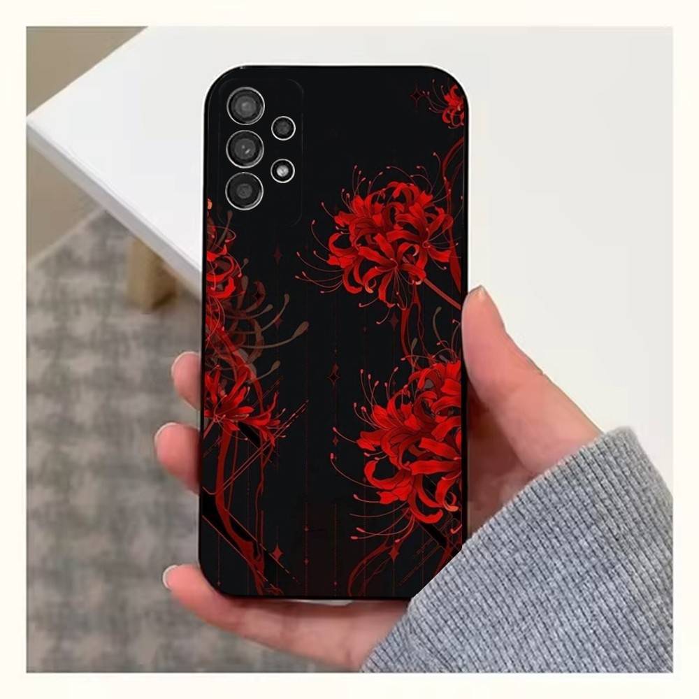 Чехол с цветами Красный Паук Лилия для Samsung S21,S20,S10,Plus,S9,S22,S25,Ultra,S24,S23,FE,Lite, Мягкий Силикон Черный
