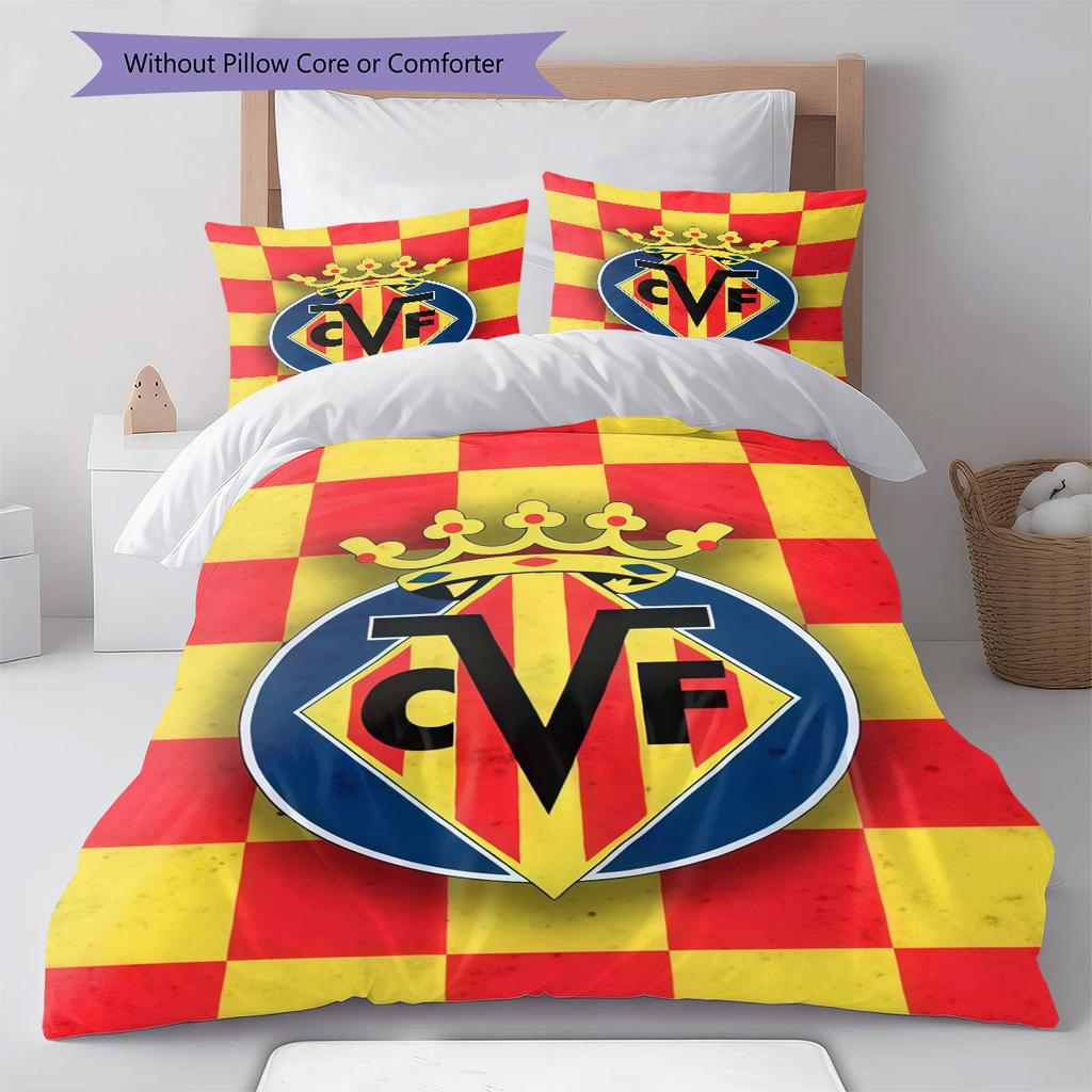 Villarreal logo Bedding Quilt Set Quilt Cover Pillowcase Home Decoration Birthday Gift (1 * duvet cover + 2 * pillowcase, without core)