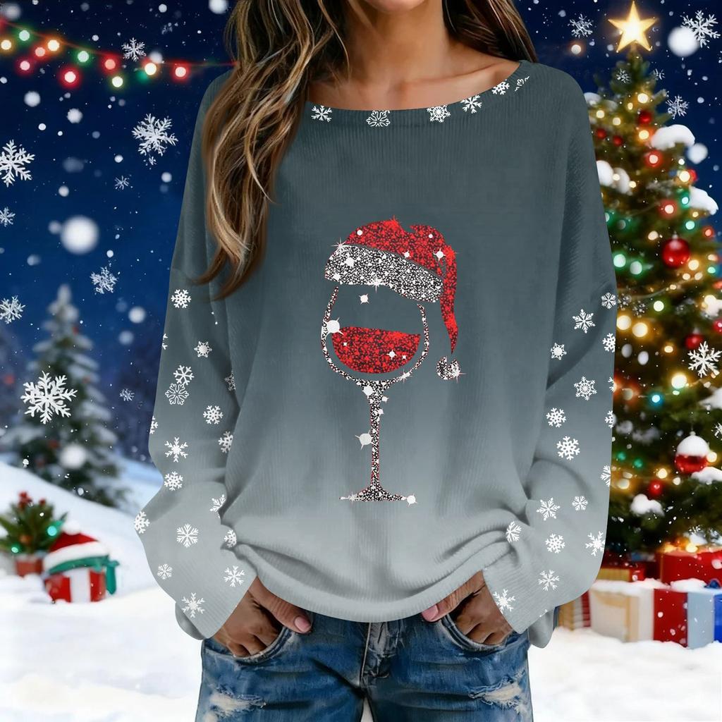 Christmas Sweatshirts For Women Knit Sweater Cute Shirt Fall Crewneck Pullover Tops