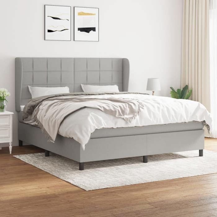 3127981 vidaXL Divan Bed with Mattress Light Grey 180x200cm Fabric