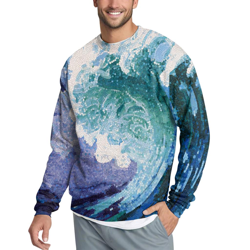 Мужской повседневный модный свитшот с принтом и круглым вырезом