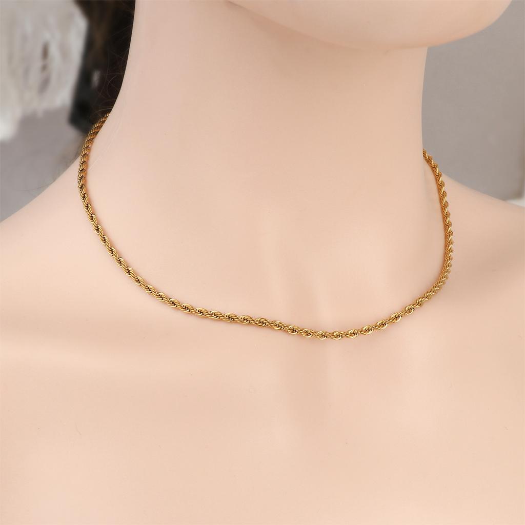 Ожерелье из витой цепи в стиле хип-хоп для мужчин, толщина 2/3/4 мм