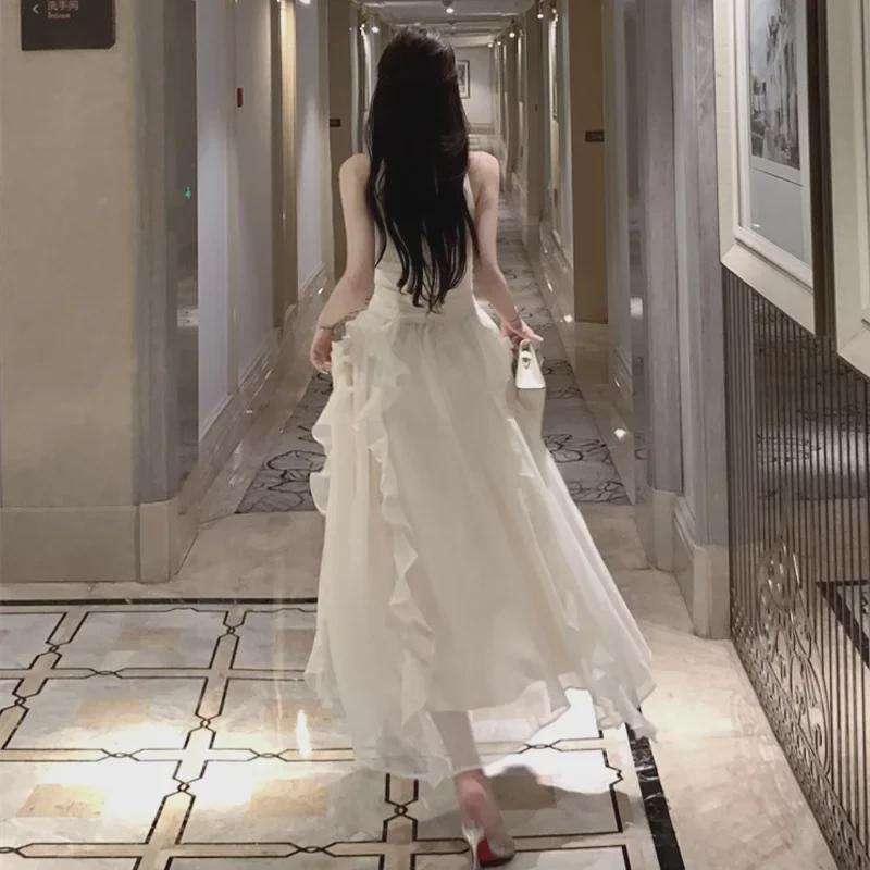 Женское элегантное платье в стиле принцессы 2024 года с оборками и складками на талии