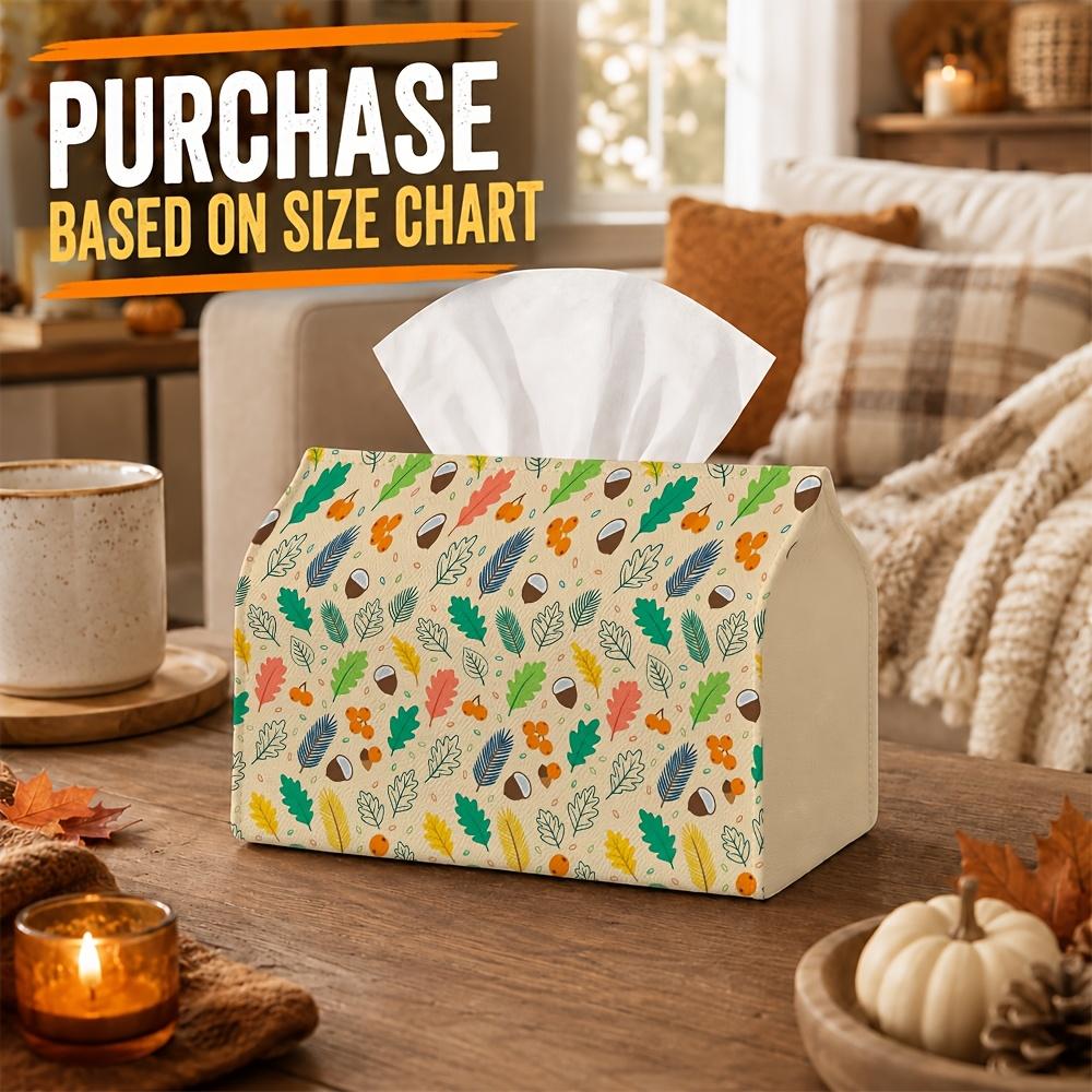 1pc Classic Autumn Botanical Fall Tissue Box with Maple Oak Leaf Acorn-Decoration Napkin Storage Organizer for Kitchen,Car,Elegant Decorative Box,Purp