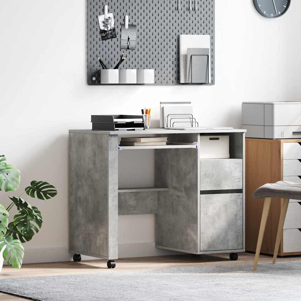 Rolling Desk Concrete Grey 91 x 50 x 77 cm Particleboard