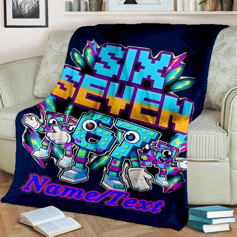 1PC Custom Name "Six Seven Adventure" flannel blanket versatile,all-season throw suitable for the living room,bedroom,camping,travel,and gift