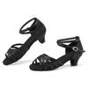 Детские туфли для латиноамериканских танцев для девочек, низкий каблук, женские бальные туфли для танго, сандалии, каблук 4 см