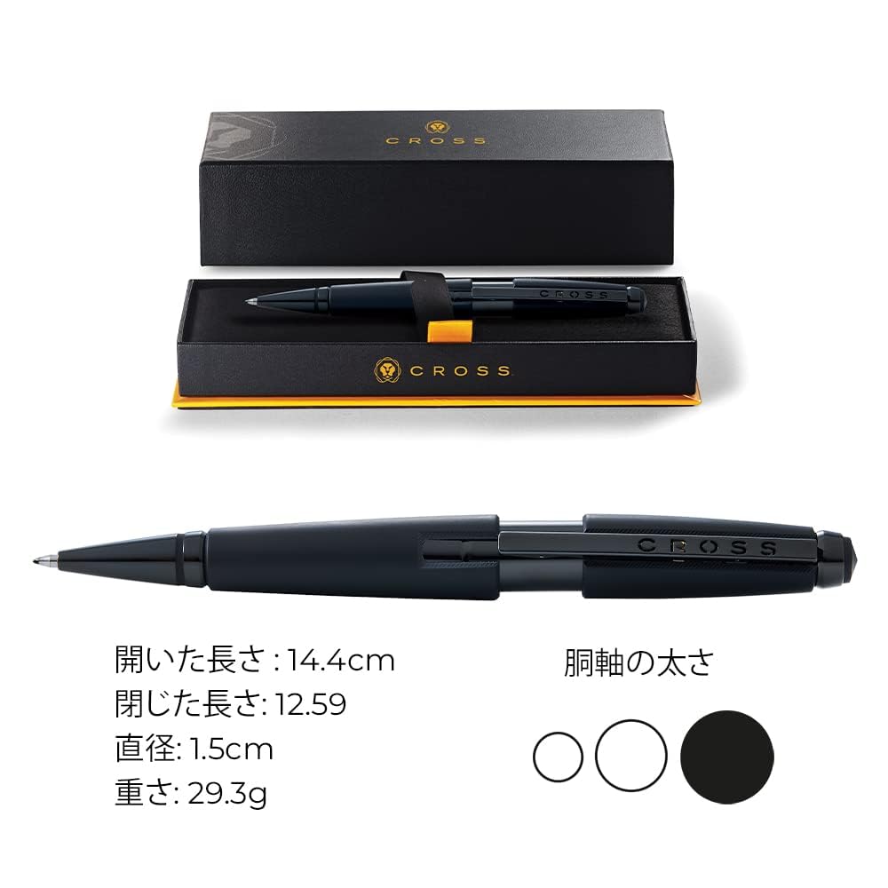 CROSS Edge Matte Black Lacquer Ballpoint Imported Pen, Water-Based Ink, NAT0555-11 (Genuine Product)