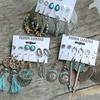 6 Pairs Of Earrings Alloy Creative Retro Style Feather Earrings Stud Set