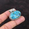 Copper Blue Turquoise Pendant Gemstone Pendant 925 Sterling Silver Pendant Handmade Decent Pendant Vintage Jewelry Designer Pendant For Gift