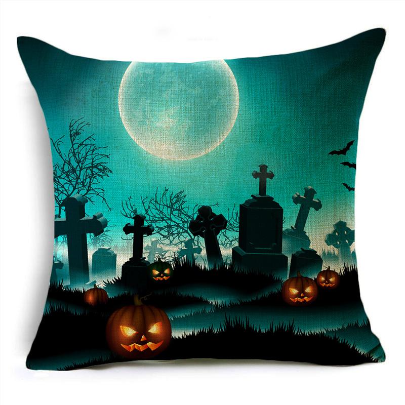 Хэллоуин Happy Тыква Фонарь Луна Кладбище Печати Чехлы для подушек Главная Гостиная Диван Украшение Наволочка