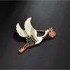 Chinese-style Classical Auspicious Crane Brooch, High-end Women's Artistic Enamel Brooch, Personalized and Exquisite Suit Pin