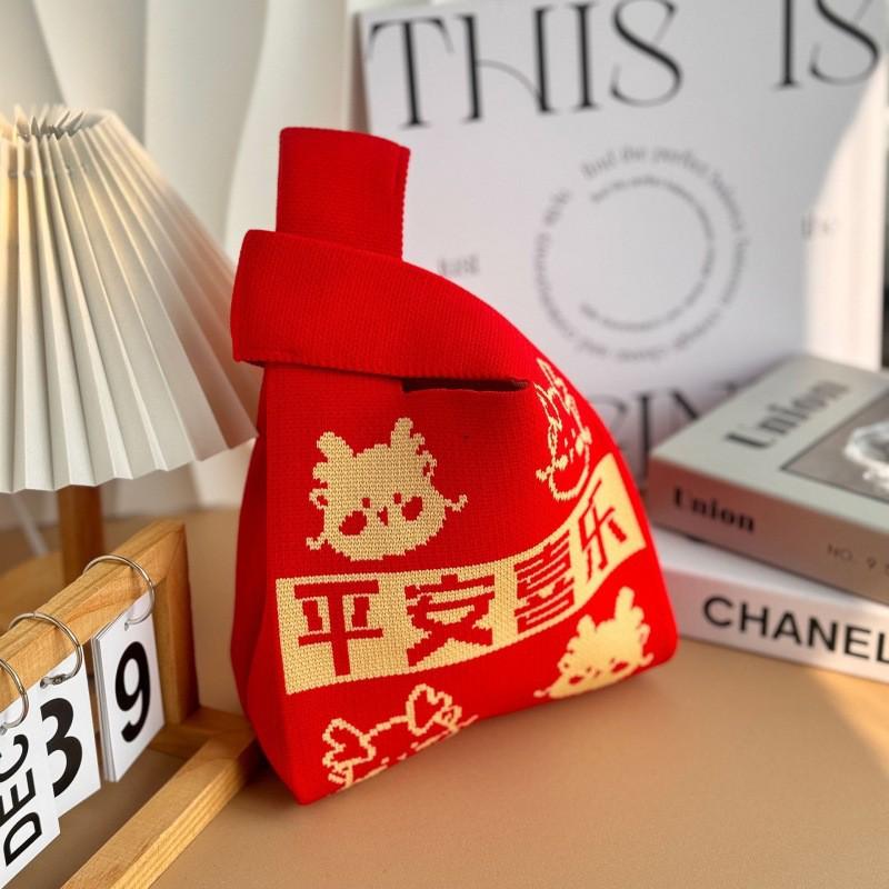 Женская толстая вязаная плетеная сумка-тоут - Подарочная и сувенирная сумочка