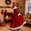 Mrs. Claus Costume for Women Adult Christmas Santa Dress with White Faux Fur Trim Velvet Xmas Cosplay Outfit