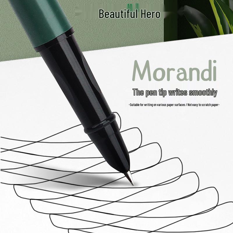 Стальная ручка Hero 3160 Morandi: Каллиграфическая ручка для тренировки с коррекцией осанки для учеников начальной школы, сменная синяя чернильная капсула
