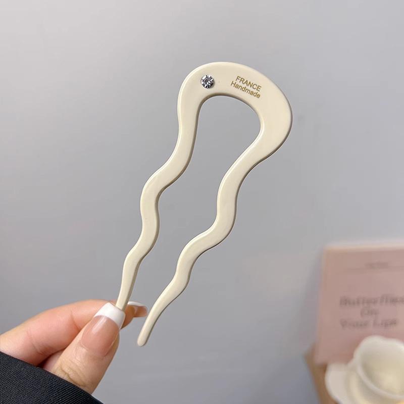 Французская заколка для волос, заколка для волос из ацетата, волнистая U-образная шпилька, винтажная заколка для волос в виде черепахового панциря, женская заколка для волос, аксессуары для волос