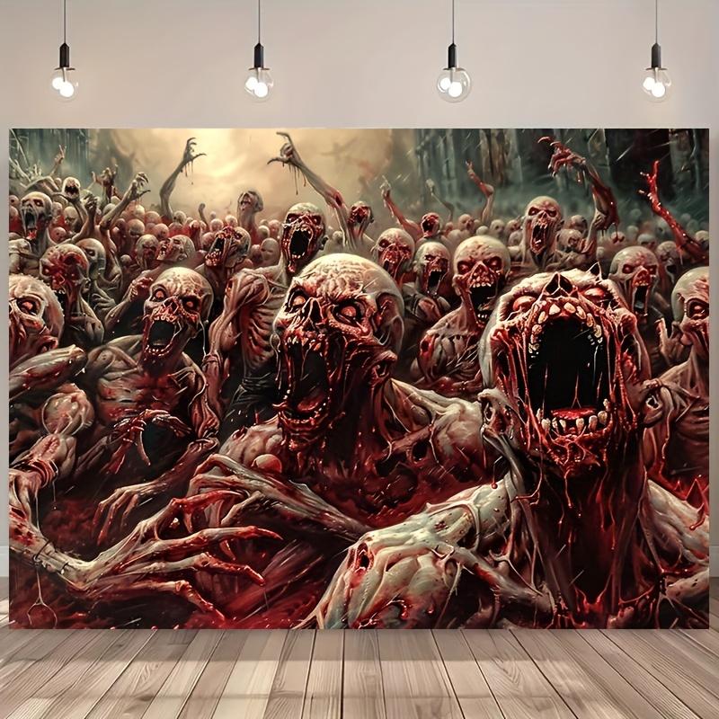 Zombie Vampire Apocalypse Background Cloth, Halloween Party Background, Horror Theme Decoration