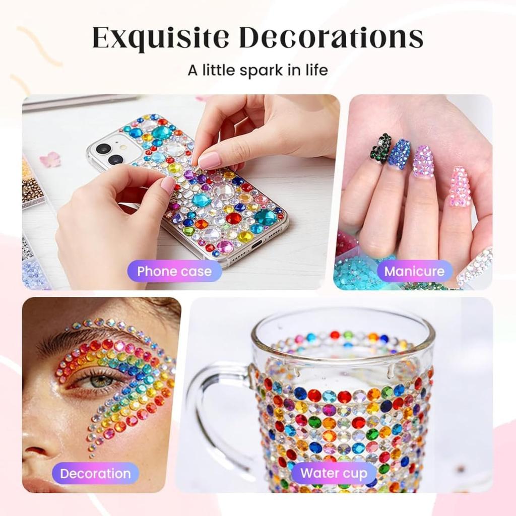 24/40 Colors Resin Jelly Rhinestone Bedazzling Kit 3mm Flatback Diamond Art Kits Bedazzled Nail Art With Tools Glue for Adults