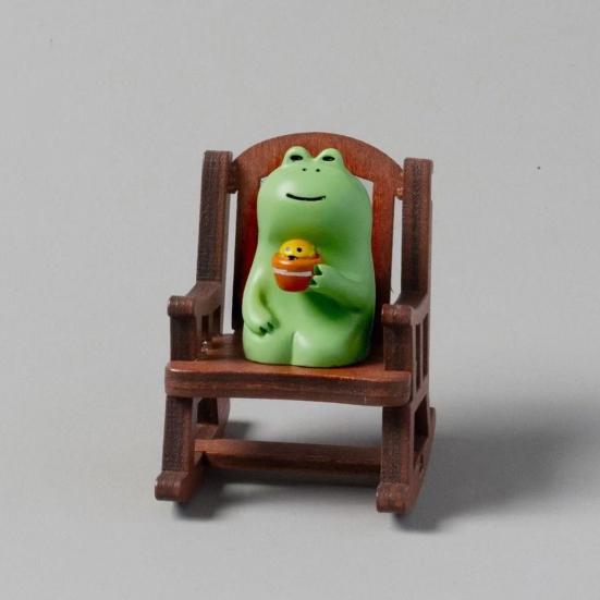 Мини-статуэтка лягушки, скульптура лягушки из смолы с креслом-качалкой, маленькая лечебная лягушка, украшение для салона автомобиля, домашнего офиса, рабочего стола