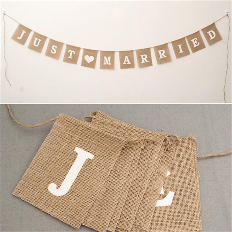 Flax Wedding Po Props Vintage Banner Jute Burlap Bunting Rustic Garland Party Wedding Decoration