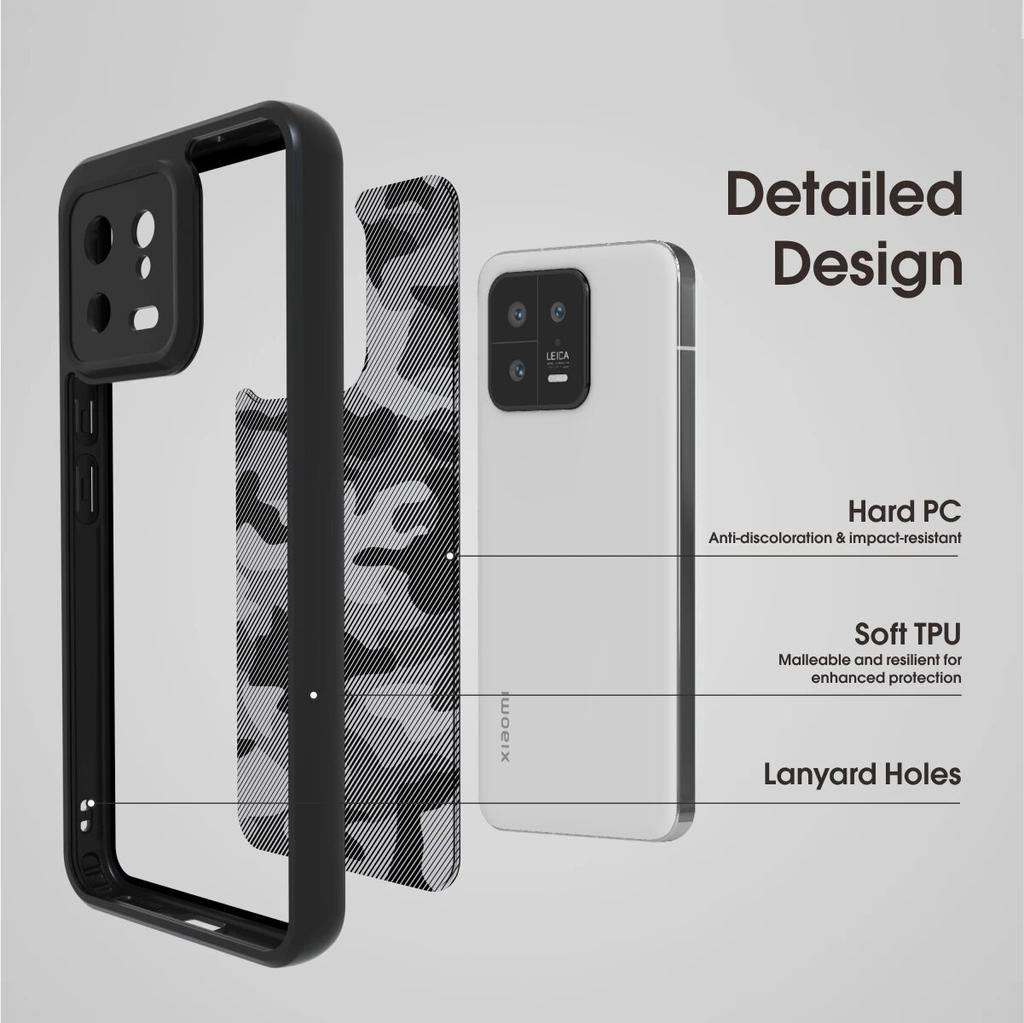 (Comes with wrist strap)IBMRS for Xiaomi 13 Case,camouflage Shockproof matte Phone Case